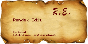 Rendek Edit névjegykártya